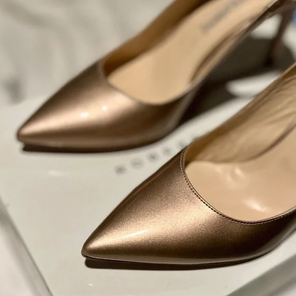 Roberto Festa Slingback Pump Heels Patent Leather Point Closed Toe Shoe 85001 37 - Picture 4 of 10
